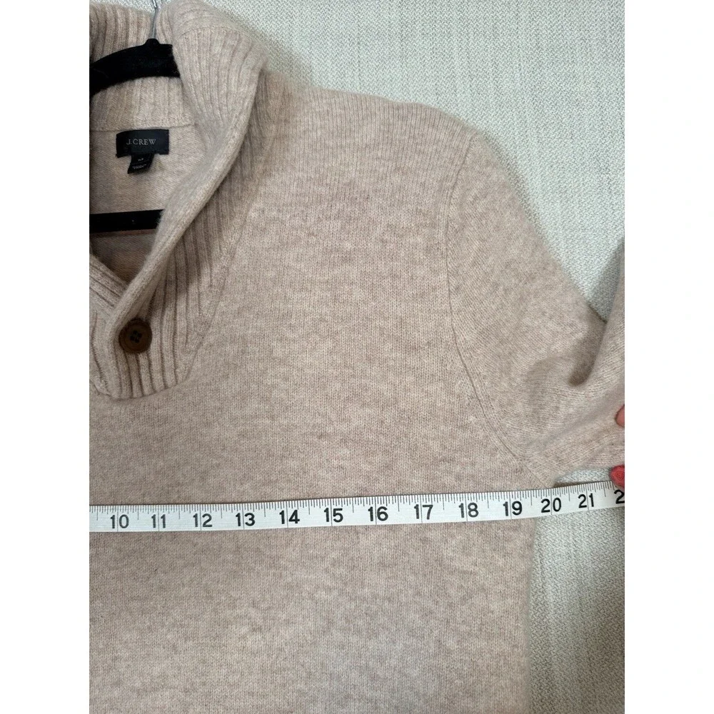 J.Crew Shawl Neck Sweater Men’s Medium  Heathered Tan Lambswool Academia Preppy